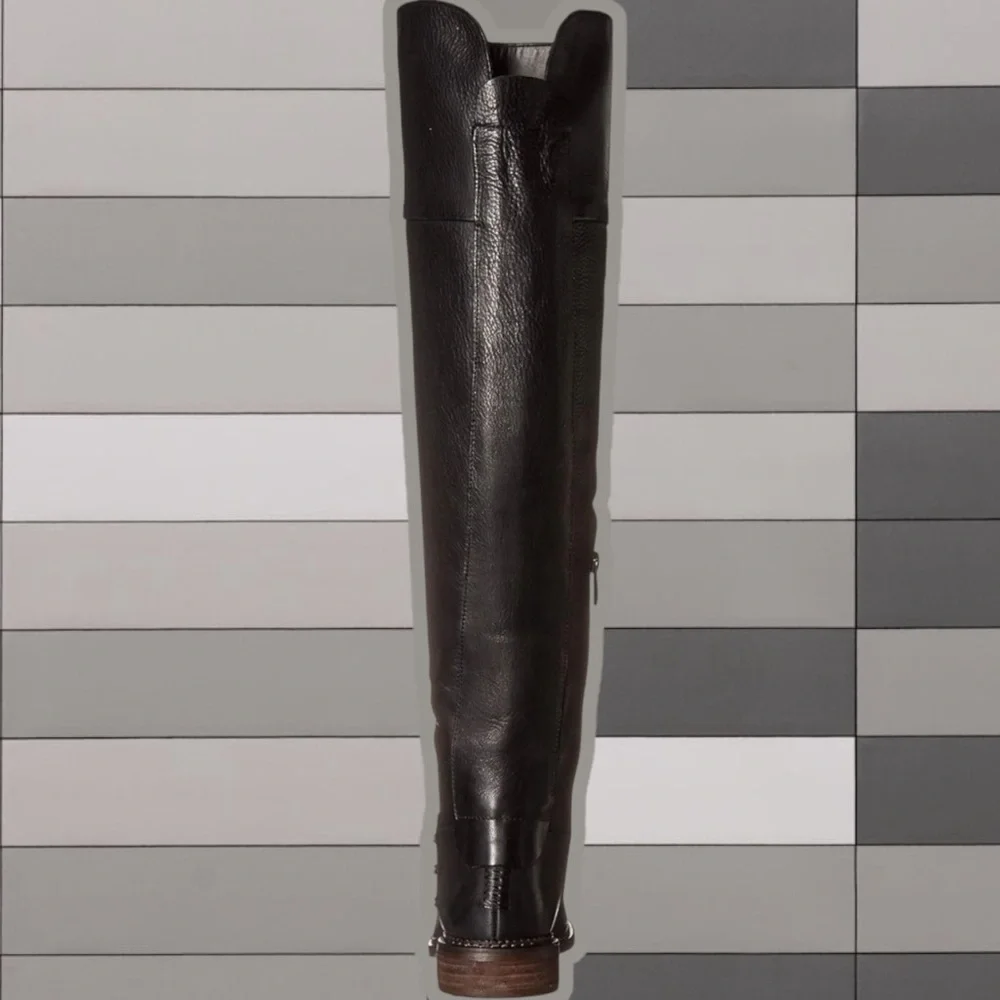 NWOT Franco Sarto ‘Haleen’ Black Genuine Leather Over-The-Knee Boots Size 5.5